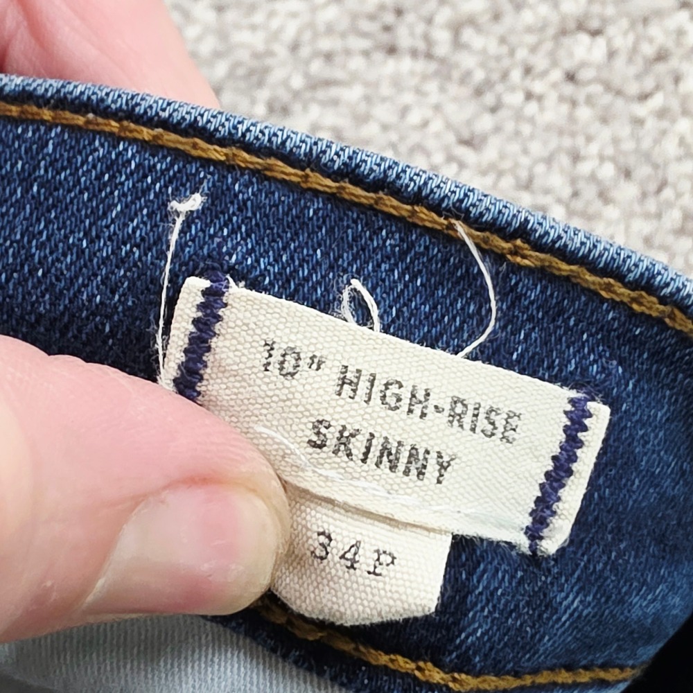 Madewell Skinny Jeans Womens 34p Blue 10" High Rise Denim Stretch Pants Indigo View 5